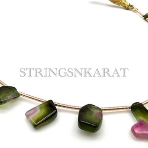 AAA Natural Watermelon TOURMALINE Beads Beautiful Bi-COLOR Stone Natural Shape Beads Pink Green Gemstone, 7x8mm To 9x13mm, 8&quot; Half Strand