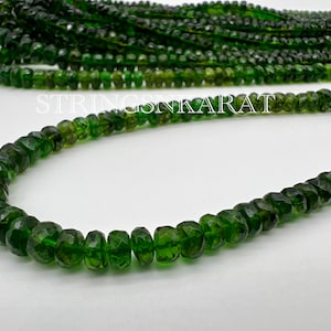 Natural Russian CHROME DIOPSIDE Beads Faceted Rondelle Green Diopside Gemstone AAAA+ Quality Loose Beads, 3.5mm To 6mm, 16&quot; Full Strand