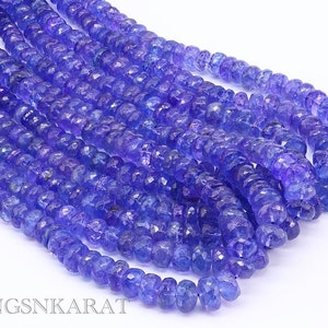 AAA Natural BLUE TANZANITE Loose Beads Faceted Rondelle Shaped Gemstone Bead, Wholesale Beads, Size 5mm To 8.5mm, 17.5&quot; Full Strand