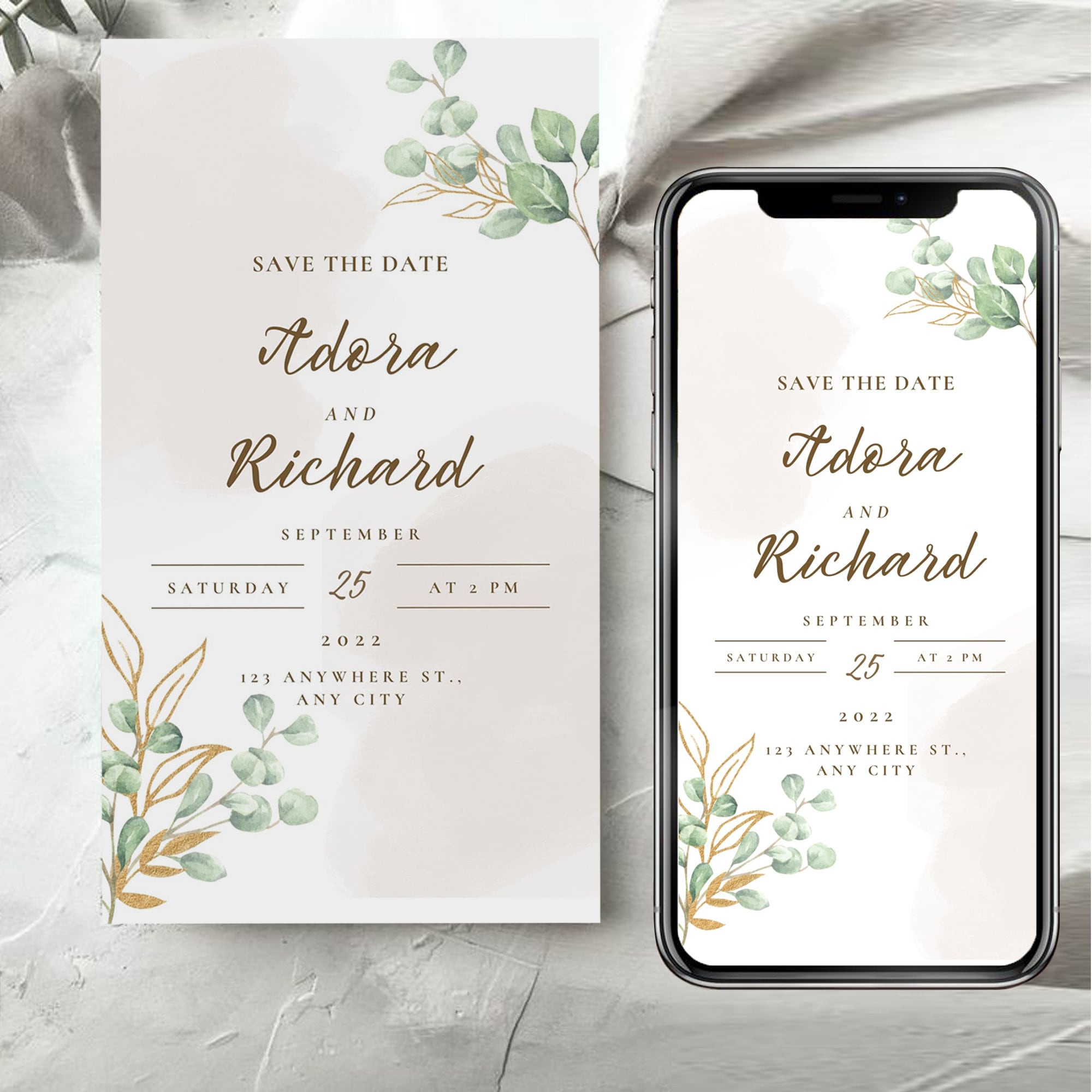 Electronic Wedding Invitation Photo Retro Suite With Rsvp Sage Etsy