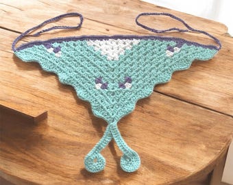 Luna Moth Häkel-Bandana: Handgefertigtes Haartuch aus Baumwolle