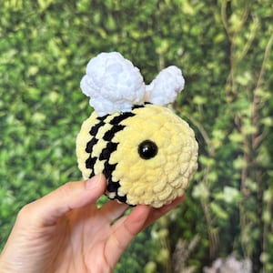 Crochet Pocket Bee Plushie Handmade Bumble Bee Insect Animal Plushie Amigurumi Cute Stuffed Toy Gift Christmas Gift Birthday Gift for Her
