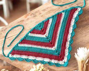 Gehaakte katoenen bandana met geschulpte rand: handgemaakte haarsjaal
