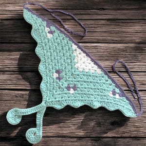 Luna Moth Crochet Bandana: Handmade Cotton Hair Scarf