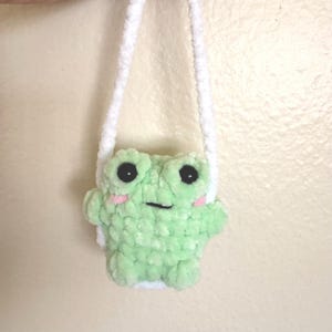 Crochet Frog On A Swing Plushie Animal Mini Amigurumi Cute Stuffed Animal Car Hanger Amigurumi Car Decoration Crochet Frog Car Charm