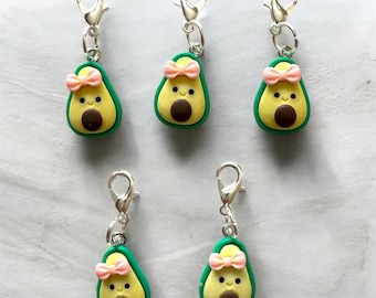 Marcador de puntos de aguacate hecho a mano con arcilla polimérica, para tejer y hacer ganchillo.