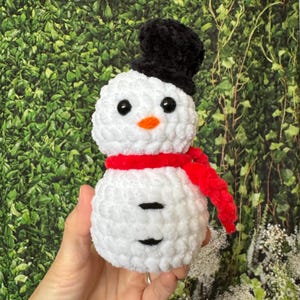 Crochet Snowman Plushie Handmade Winter Toy Decoration Amigurumi Cute Stuffed Plush Gift for Her Gift for Him Christmas Gift