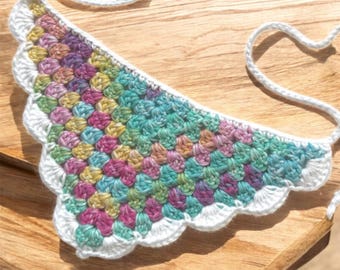 Crochet Cotton Bandana: Pink Blue White Hair Scarf