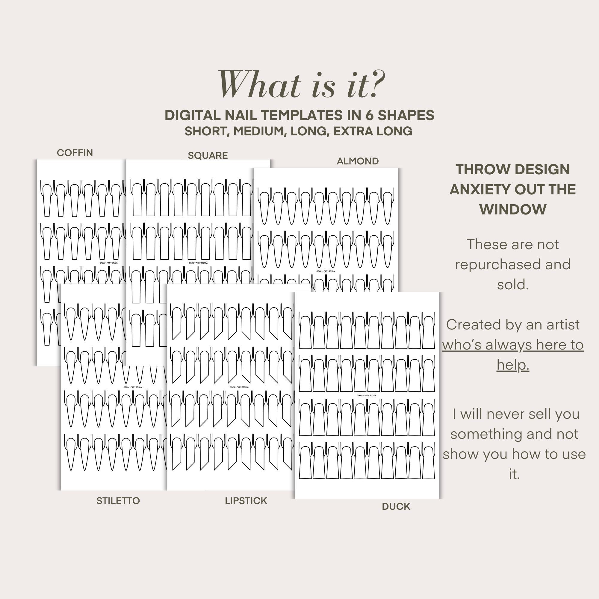 Procreate Normal Nails Procreate Nail Templates: All Lengths & Shapes (digital Download) - Etsy
