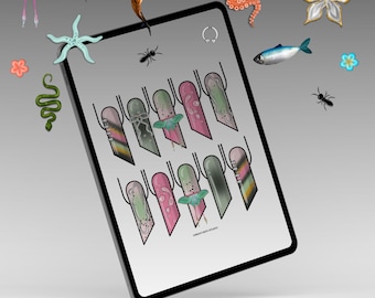 Digital Nail Art Charms: 60+ Flora & Fauna Stickers - Procreate, Goodnotes, PNGs