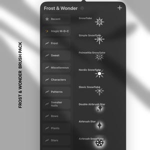 Set de pinceles navideños de invierno para Procreate: pinceles para diseño de uñas, metálicos y 3D (descarga digital)