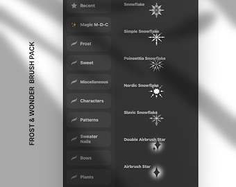 Winter Christmas Procreate Brush Set: Nail Art Design, Metallic & 3D Procreate Brushes (Digital Download)