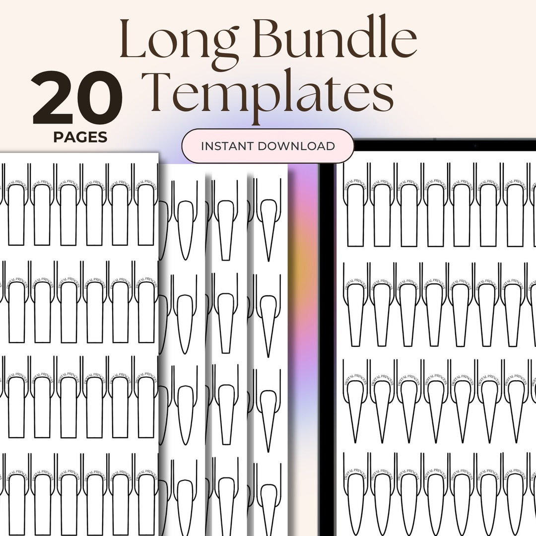 Nail Art Planner Long Nails Design Practice Sheets (Download Now) Etsy
