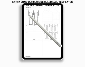 XLong Nail Templates for Procreate: Square, Almond, Stiletto (PDF, PNG)