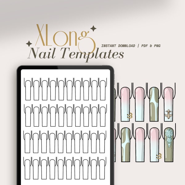 Hoja de práctica de uñas para Nail XL Bundle Plantilla de uñas para Nail Tech Practice Nail Art Planner para Nail Tech