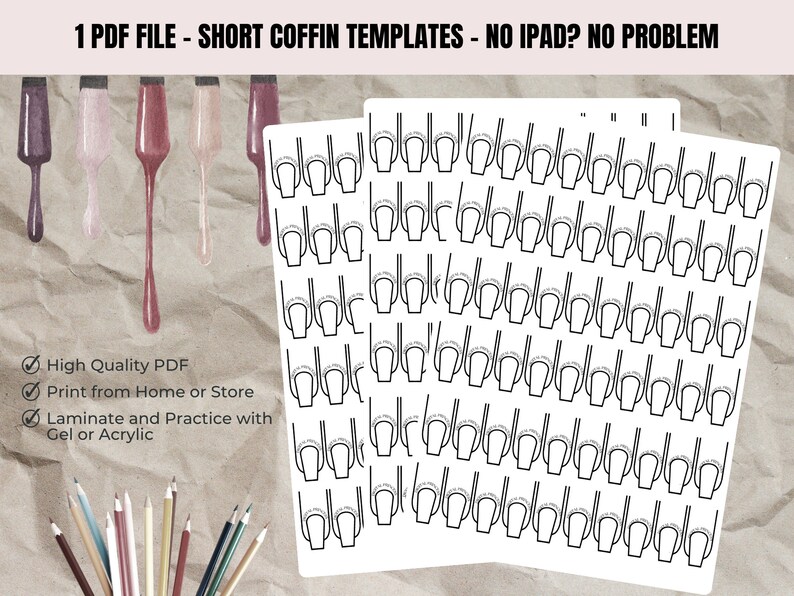 SHORT COFFIN Nail Design Template digital Download Nail Art Practice Etsy SHORT COFFIN Nail Design Template digital Download Nail Art Practice Etsy
