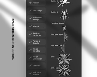 Halloween Procreate Brush Set: Nail Art Design, Metallic & 3D (Digital Download)