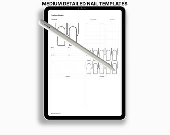 Nail Design Templates for Procreate: Medium Detail (PDF, PNG)