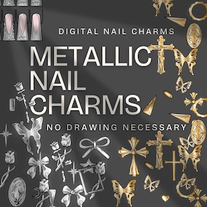 Metallic Nail Charms: Digital Stickers for GoodNotes & Procreate (PNG PDF)