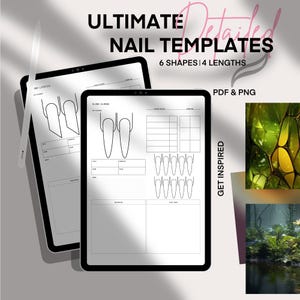 Modèles d'ongles pour applications d'art numérique | Modèles d'ongles détaillés ultimes pour procréer | Toutes les longueurs et toutes les formes + pointes