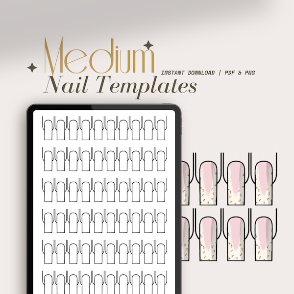 Nail Art Planner Nail Design Templates (Digital Download) MEDIUM Bundle Deal All 4 Shapes