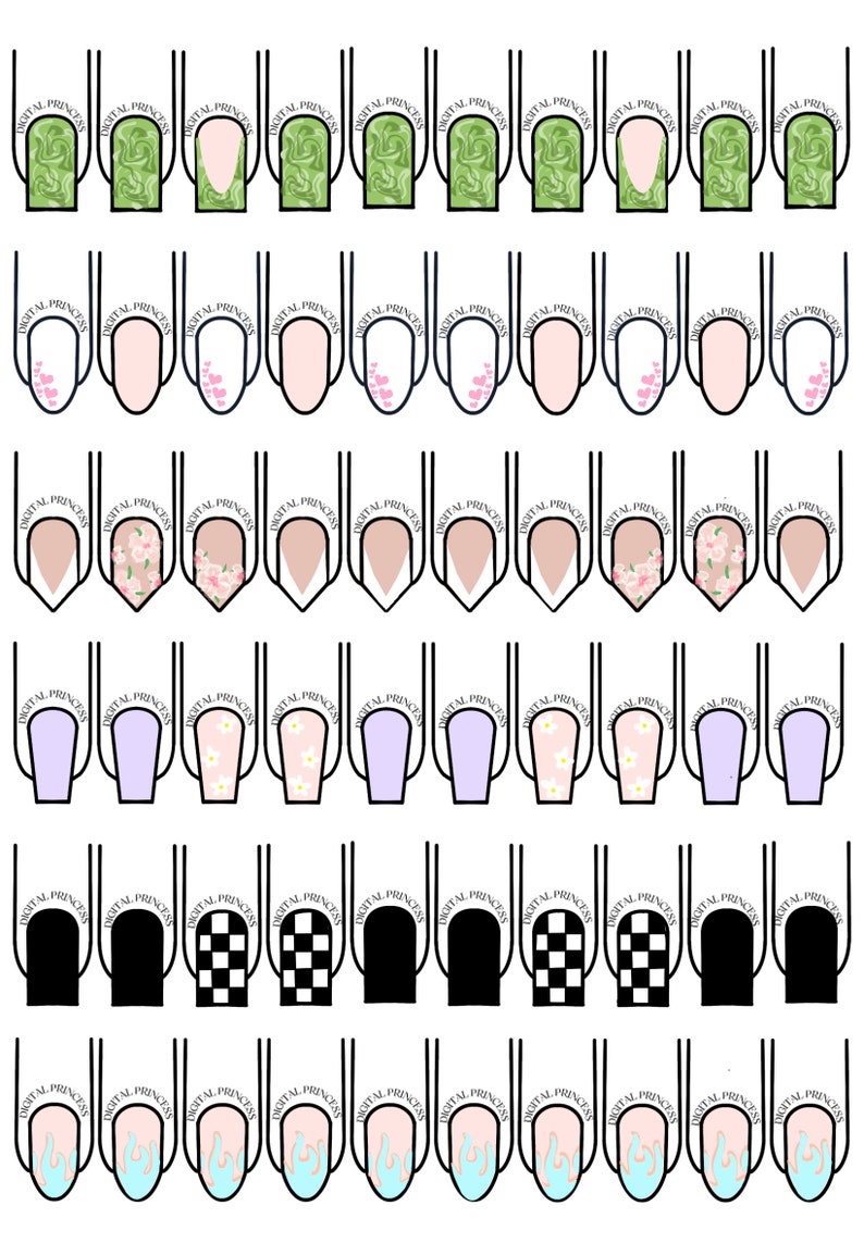 SHORT SQUARE Nail Design Template digital Download Nail Art Practice Etsy SHORT SQUARE Nail Design Template digital Download Nail Art Practice Etsy