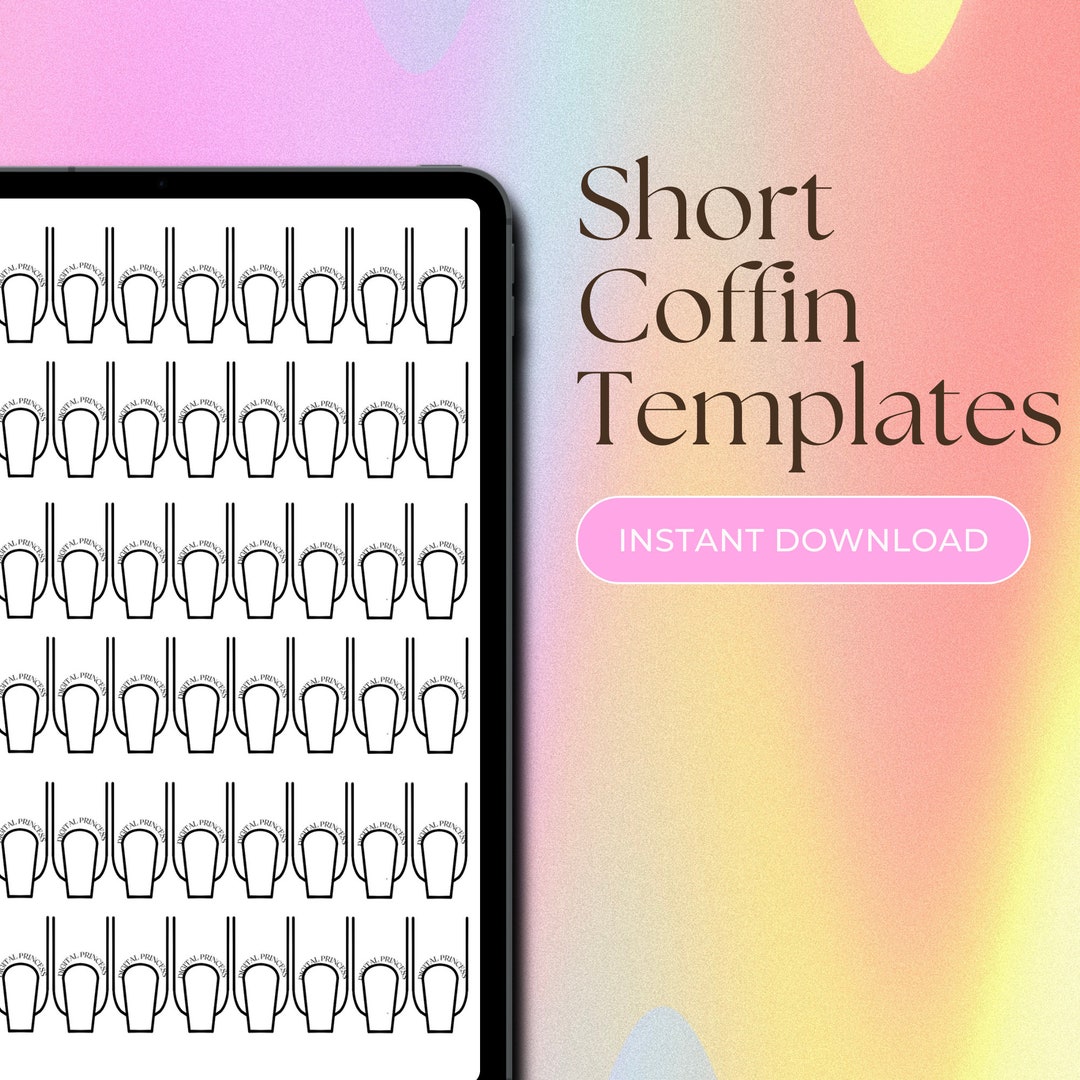 SHORT COFFIN Nail Design Template digital Download Nail Art Practice Etsy SHORT COFFIN Nail Design Template digital Download Nail Art Practice Etsy