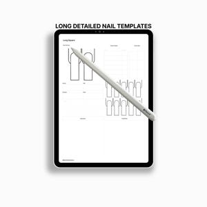 Nail Design Templates for Procreate: Long Detailed