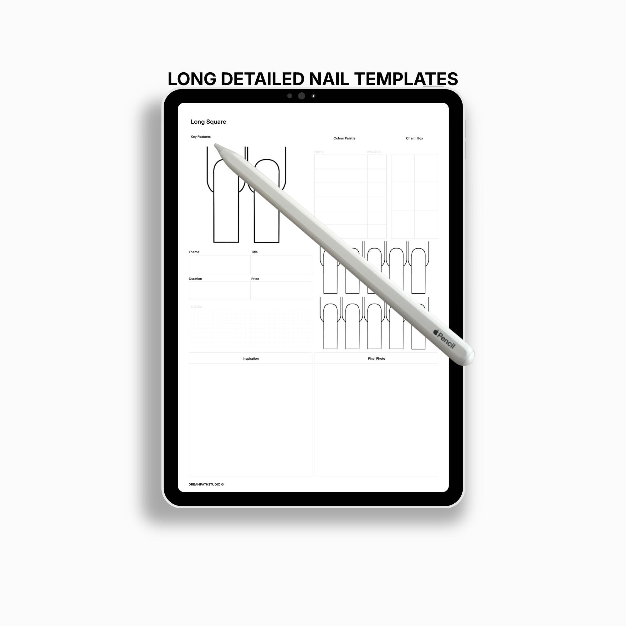 Procreate Normal Nails Nail Design Templates for Procreate: Long Detailed - Etsy