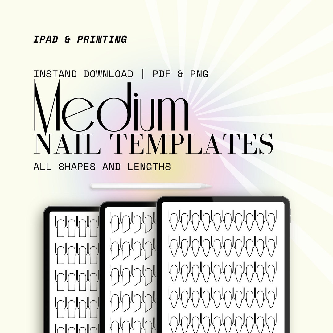 Nail Art Planner Nail Design Templates digital Download MEDIUM Bundle