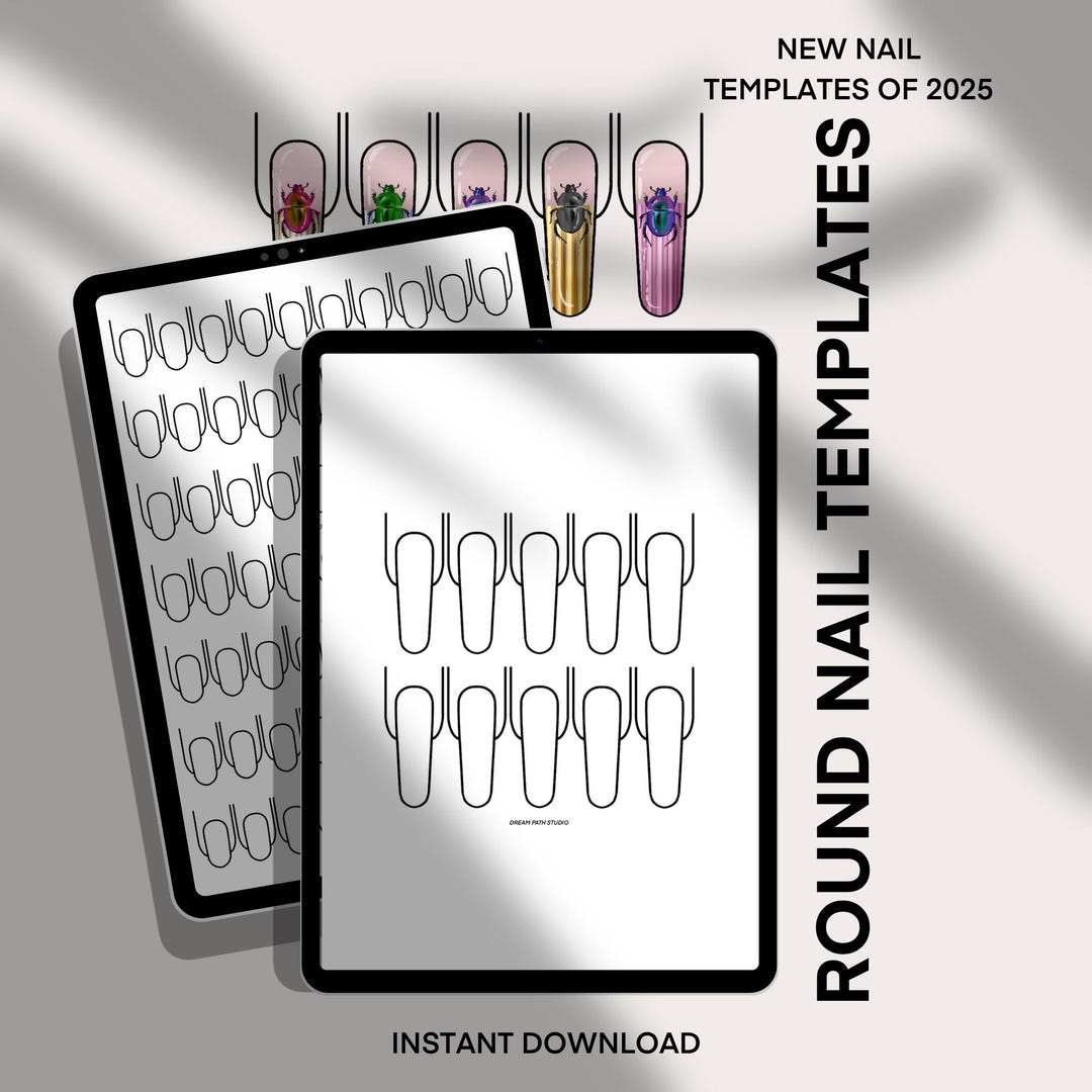 Nail Templates for Digital Art Apps | Round Nail Templates for ...