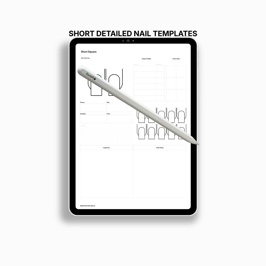 Digital Nail Art Templates for Procreate: Short Detailed - Etsy UK