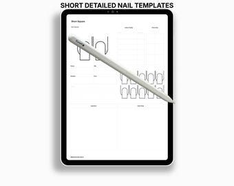 Digital Nail Art Templates for Procreate: Short Nail Shapes (PDF, PNG)
