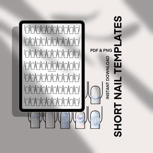 Nail Templates for Digital Art Apps | Short Nail Templates for Procreate | Square Almond Stiletto Duck Lipstick Coffin