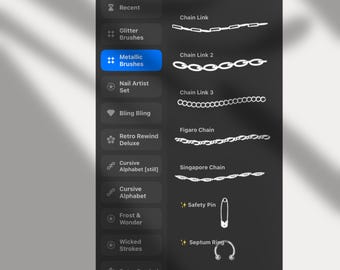 Procreate Metallic Brushes for Nails: 29 Metallic Brushes (Procreate File)