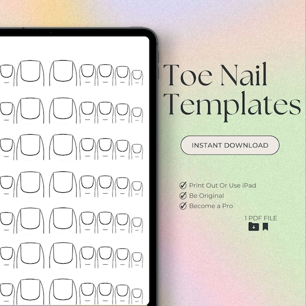 Toe Nail Template Practice Sheet Toe Nail Coloring Book Nail Art Design Nail Tech