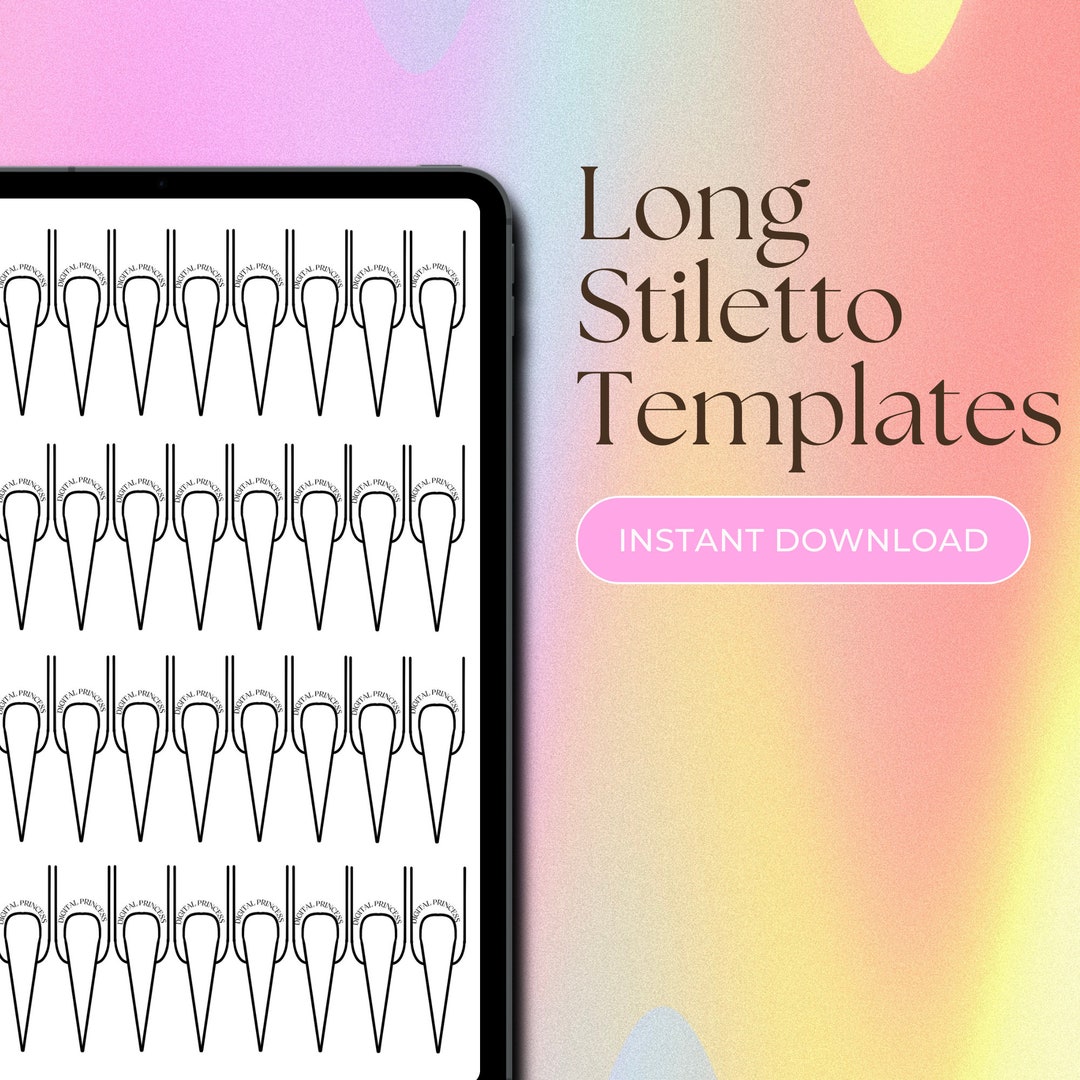 Nail Art Planning Nail Design Templates digital Download Long STILETTO