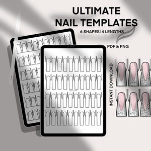 Nail Templates for Digital Art Apps | Ultimate Nail Templates for Procreate | All Lengths | Square Almond Stiletto Duck Lipstick Coffin