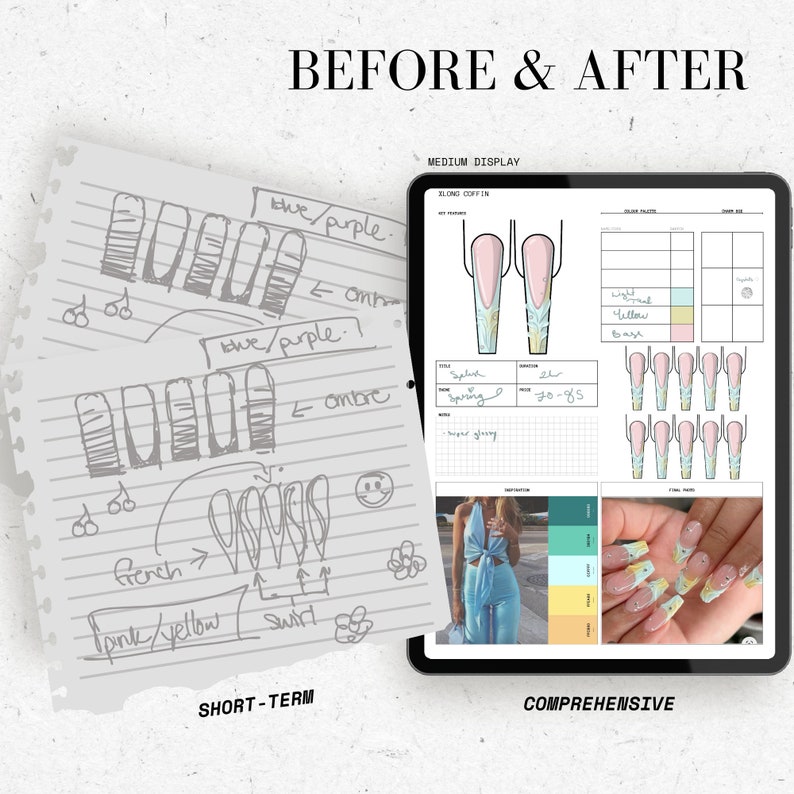 Procreate Normal Nails Nail Templates for Procreate: Xlong Detailed(pdf, PNG) - Etsy