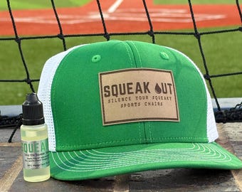 Squeak Out Team Hat; leather patch; adjustable