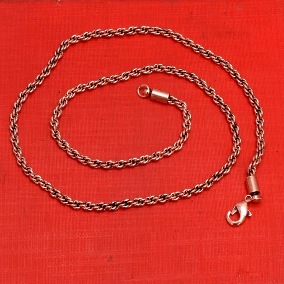 Handmade Copper Wheat Chain Necklace with Lobster Clasp