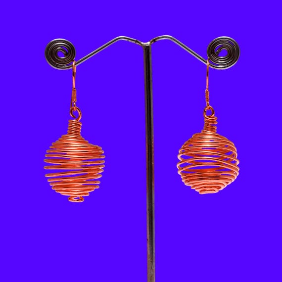 Copper Wire Wrapped Dangle Earrings: Handmade Copper Jewelry