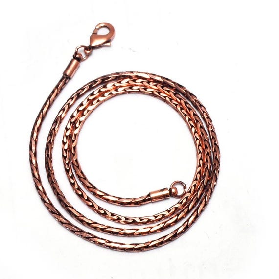 Handmade Pure Copper Wheat Chain Necklace with Lobster Clasp
