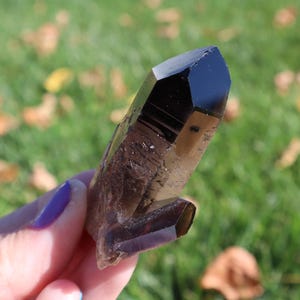 Cute Natural Smoky Quartz Crystal Cluster, Dark Smokey Quartz from Brazil, Raw Crystal Point, Home decor, Crystals for Protection | #1