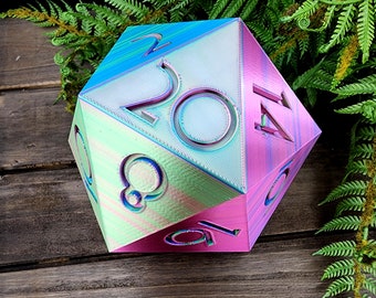 Dados D20 extragrandes de 150 mm impresos en 3D