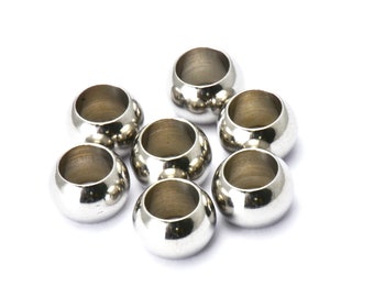 120Pcs 1.5mm 2mm 2.5mm 3mm 3.5mm 4mm Pistons à billes en acier inoxydable, Perles d’espacement rond à grand trou, séparateur en acier inoxydable, résultats de bijoux
