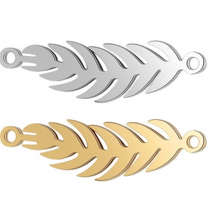 Stainless Steel Laser Cut Feather Pendant, Feather Charms, Silver Gold Stainless Steel Feather Earring, DIY Necklace Charms 22x6mm