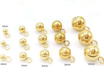 Perles de boule en acier inoxydable, pendentif de boule, perle de Bracelet en acier inoxydable, perle de boule d'extrémité de chaîne pour la fabrication de bijoux 50 pièces