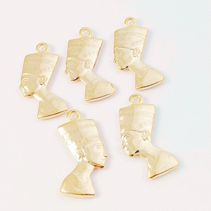 6Pcs Gold Pharaoh Pendant, 18K Gold Egyptian Pharaoh Charms, Brass Pharaoh Pendant 12x23mm