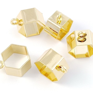 6Pcs 18K Gold Hexagon Pendant, Gold Geometric Charms, Brass Hexagon Earring Pendant 8x12mm